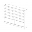 Bookshelf with 2 Sections 4 Doors 